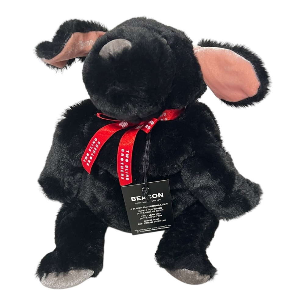 Beacon Two Blind Brothers Plush Guide Dog Braille Black Labrador 13”